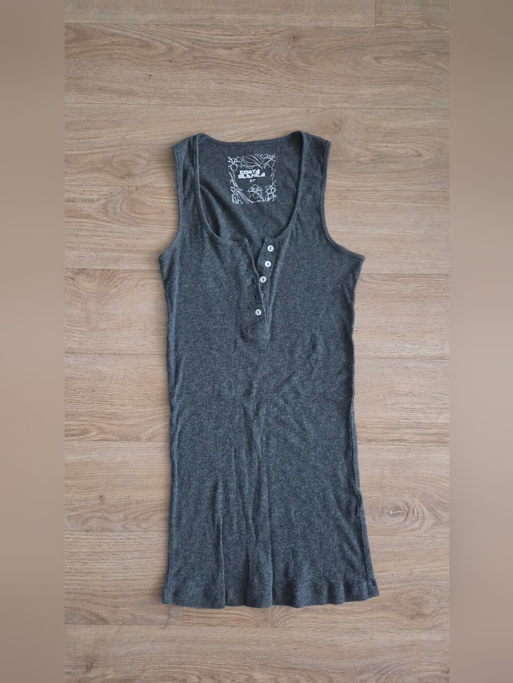 Costa Blanca Dark Gray Ribbed Henley Tank